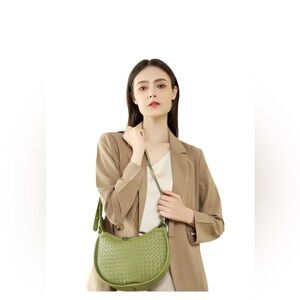 Woven crossbody Bag Leather crescent Bag woven tote Bag